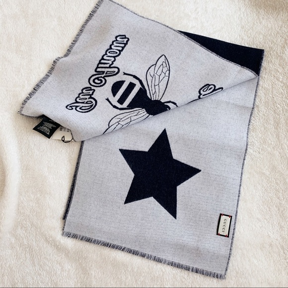 NWT Authentic Gucci Wool Bee Par Amour Long Scarf - Picture 4 of 7